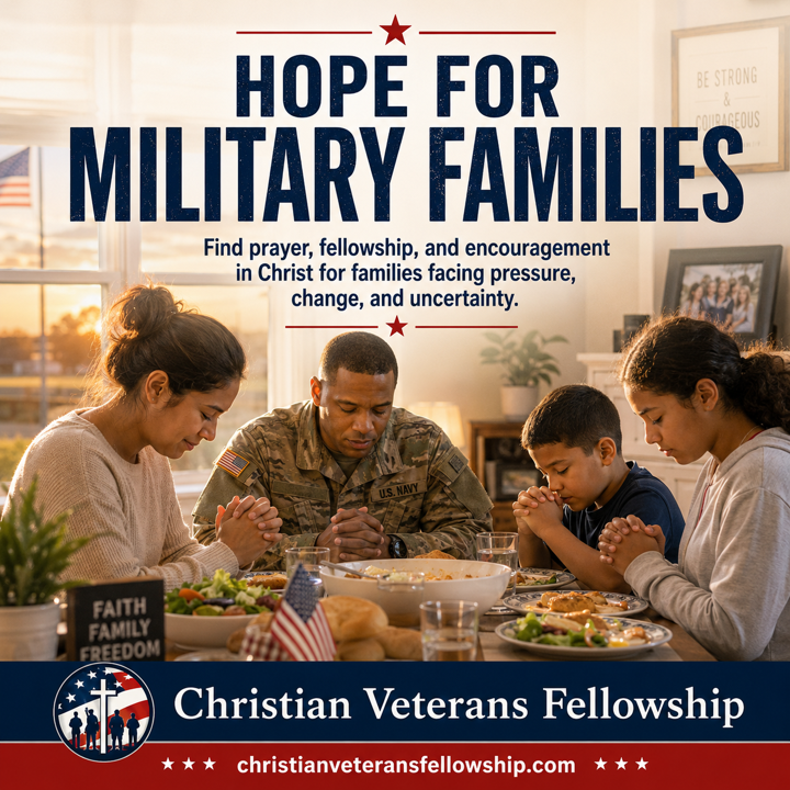 Faith, Friendship, and Fellowship Christian Veterans Fellowship shareable graphic