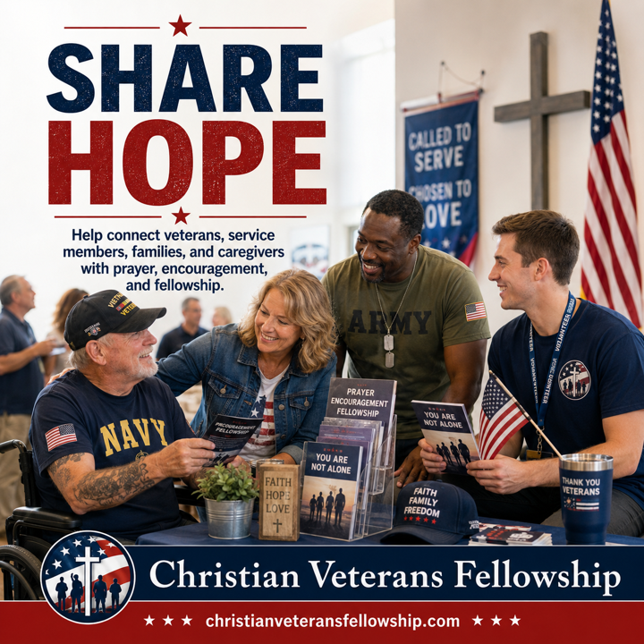 Caregiving Support for Veterans Christian Veterans Fellowship shareable graphic